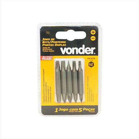 KIT de bits ponteiras com 5 peças pontas duplas - Vonder