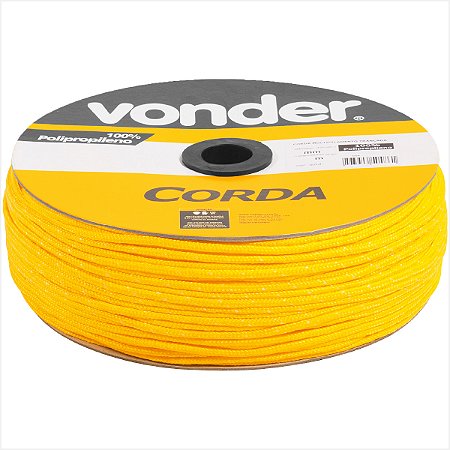 Corda multifilamento trançada 3,0mm x 625m amarela em carretel Vonder