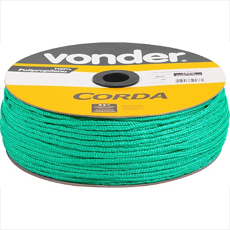 Corda multifilamento trançada 6,0 mm x 165 m verde em carretel Vonder