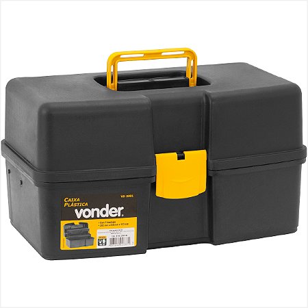 Caixa plástica para ferramenta 2 bandejas 37 x 22 x 20 cm VD 2001 Vonder