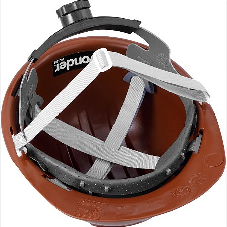 Capacete aba frontal marrom jugular/susp com catraca Vonder