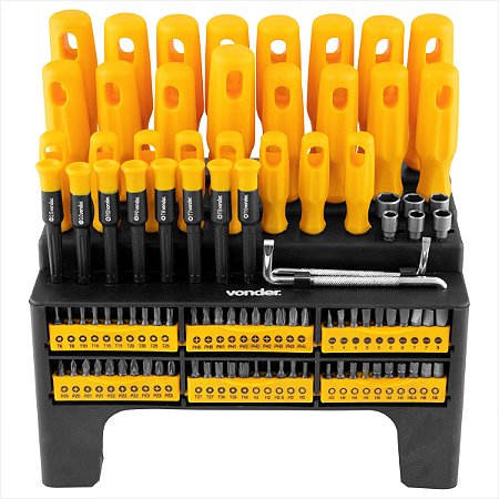 Kit chaves fenda/phillips/hexalobular/precisão 100 peças - Vonder