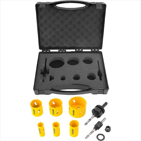 Kit serras copo bimetal em aço rápido 9 peças SCV 300 - Vonder