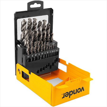 Kit de brocas aço rápido DIN 338 1 mm a 13 mm 25 peças - Vonder