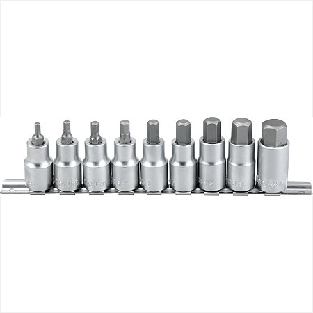 Kit de soquetes hexagonais encaixe 1/2" 4 mm a 17 mm - Vonder