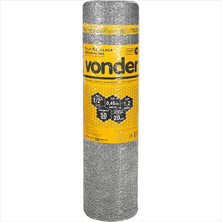 Tela metálica hexagonal malha 1/2" 26 BWG x 1,2 m 50 m - Vonder
