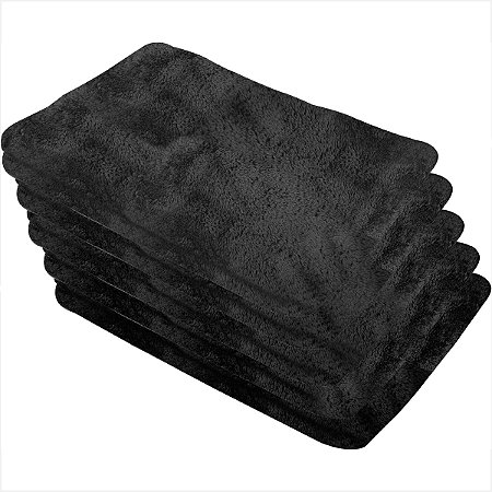 Toalha de microfibra 30 x 40 cm preta com 5 peças - Vonder