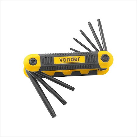 Jogo de Chaves Torx Hexalobular T9 a T40 Tipo Canivete - Vonder