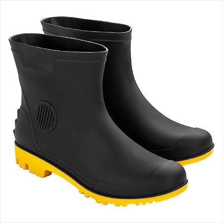Bota de PVC preta e amarela cano 3/4 com forro N 39 - Vonder