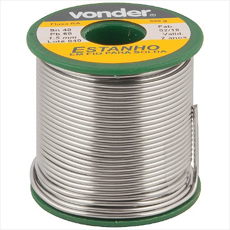 Estanho em fio com fluxo 1,5 mm 40 x 60 com 500 g - Vonder
