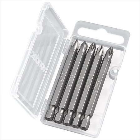 Bits/ponteira phillips com encaixe 1/4" n 2 x 75 mm 5 peças - Vonder