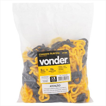 Corrente plástica 6 mm amarela e preta - Vonder