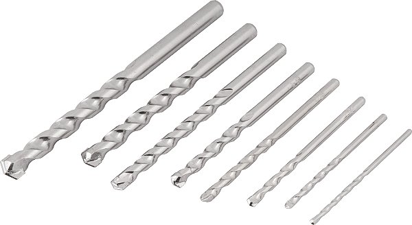 Kit brocas para concreto metal duro 3 mm a 12 mm com 8 peças Vonder