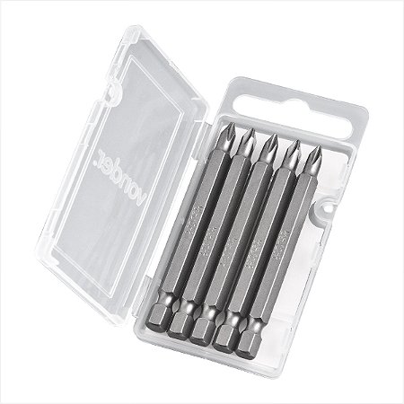 Bits/ponteira phillips com encaixe 1/4" nº 1 x 75 mm 5 peças Vonder