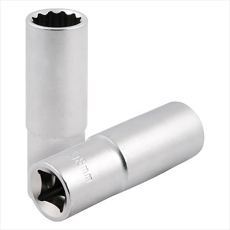 Soquete estriado longo com encaixe de 1/2" 18 mm - Vonder