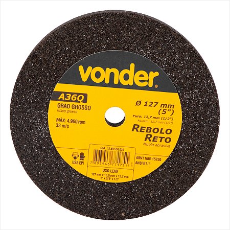 Rebolo reto 5" x 5/8" grosso - Vonder