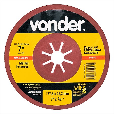 Disco de fibra para desbaste 7" grão 40 - Vonder