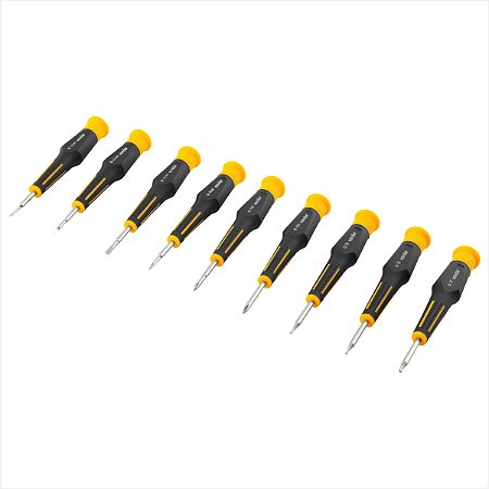 Kit de chaves de fenda/phillips/hexalobular de precisão com 9 peças - Vonder