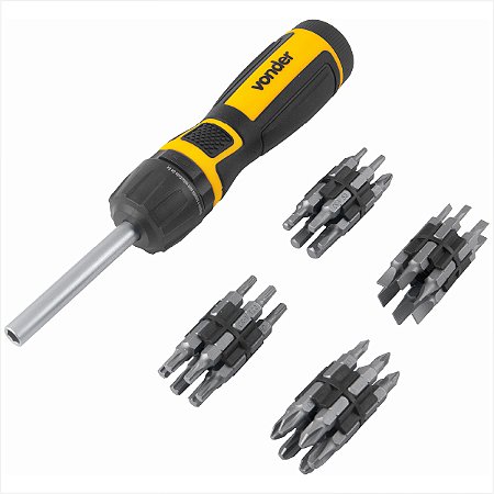 Kit de bits/ponteiras com 49 peças encaixe sextavado de 1/4" - Vonder