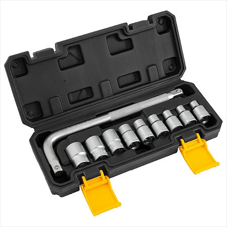 Kit de soquetes estriados encaixe 1/2" 8 mm a 20 mm com 10 peças - Vonder