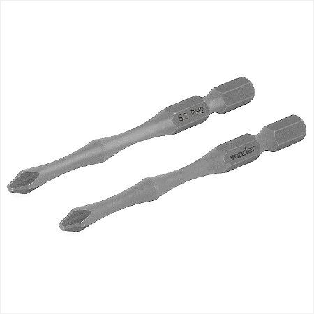 Bits/ponteiras phillips de torção S2 nº 2 1/4" x 75 mm com 2 peças Vonder