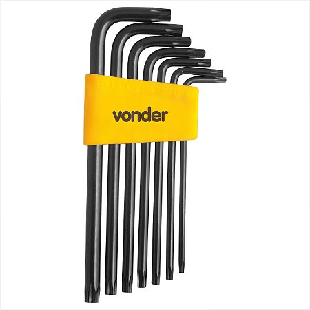Kit de chaves hexalobular T10 a T40 com 7 peças VTX5 - Vonder