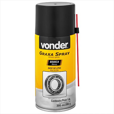 Graxa em spray branca base de lítio 300 ml/200 g - Vonder