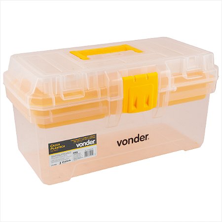 Caixa plástica transparente e amarela com 1 bandeja CPV 0330 - Vonder