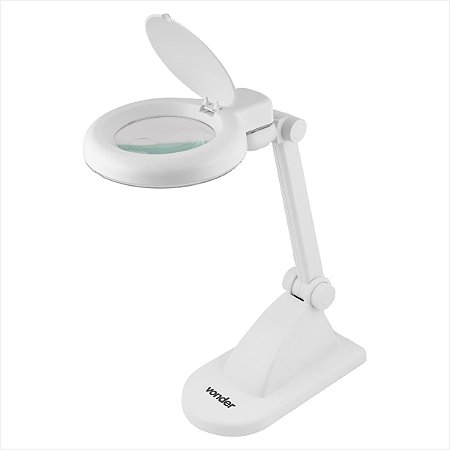 Lupa articulada com LED bivolt com base para bancada - Vonder