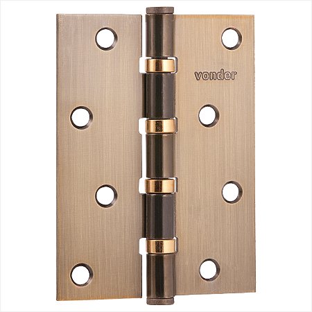 Dobradiça 4" com anel rolamento latonada com 3 peças - Vonder