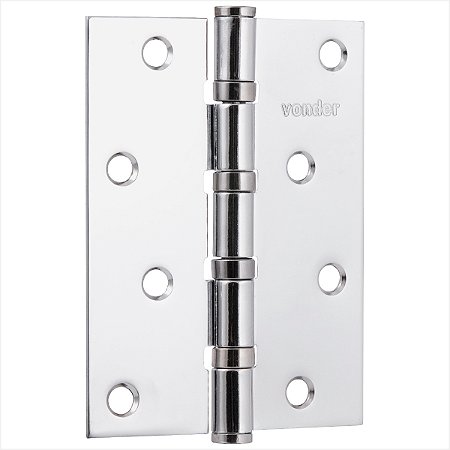 Dobradiça 4" com anel rolamento cromada com 3 peças - Vonder