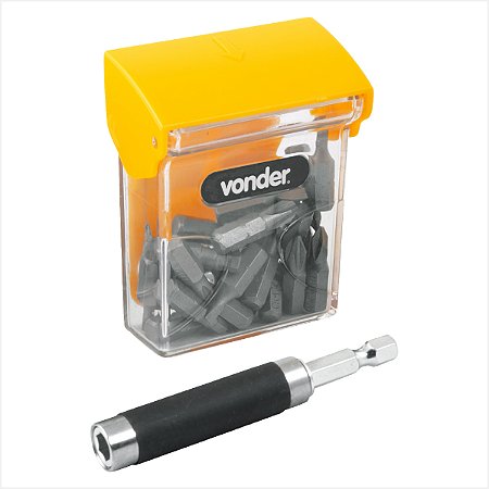 Kit de bits/ponteiras com 21 peças encaixe sextavado de 1/4" - Vonder