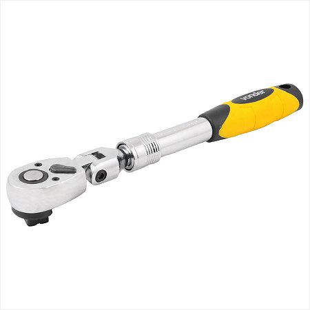 Catraca para soquete encaixe 1/2" telescópica cabeça articulada - Vonder