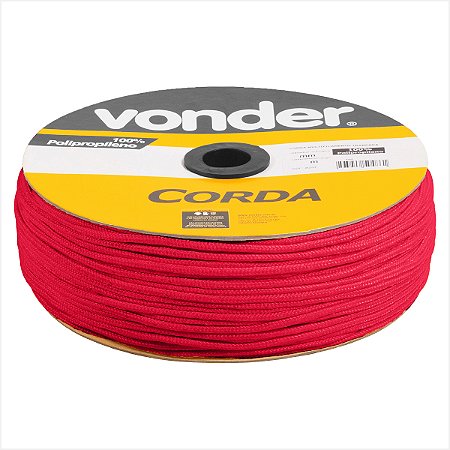 Corda multifilamento trançada 5,0 mm x 250 m vermelha em carretel - Vonder
