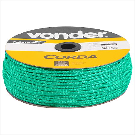 Corda multifilamento trançada 5,0 mm x 250 m verde em carretel - Vonder