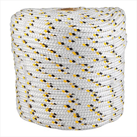 Corda multifilamento trançada 10,0 mm x 110 m branca com detalhes - Vonder