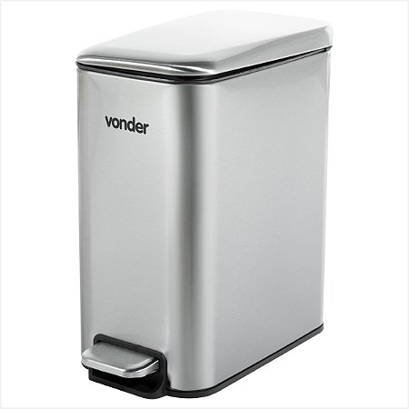 Lixeira retangular 5 litros inox cinza - Vonder