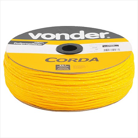 Corda multifilamento trançada 6,0 mm x 165 m amarela em carretel - Vonder