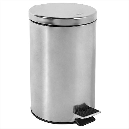Lixeira redonda 12 litros inox cinza - Vonder