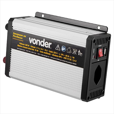 Inversor de potência 600 W 12 V DC para 220 V - Vonder