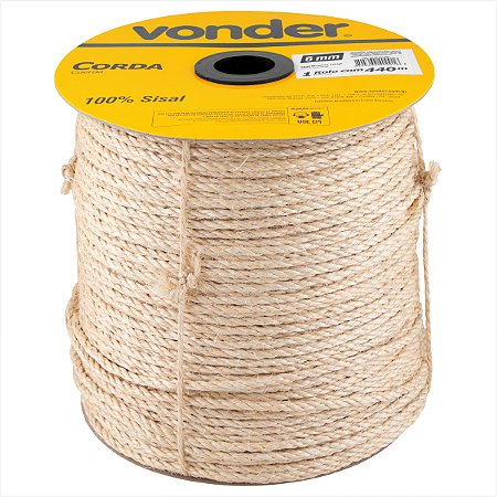 Corda de sisal 6 mm x 440 m 3 pernas - Vonder