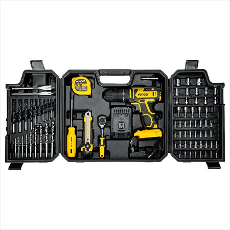Parafusadeira/furadeira de impacto a bateria 20V bivolt com 78 acessórios PFV 078 Vonder