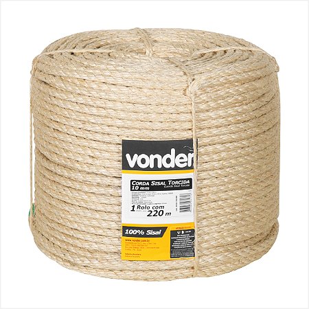 Corda de sisal 10 mm x 220 m 3 pernas - Vonder