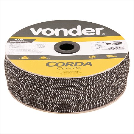Corda multifilamento trançada 5,0 mm x 250 m cores diversas - Vonder