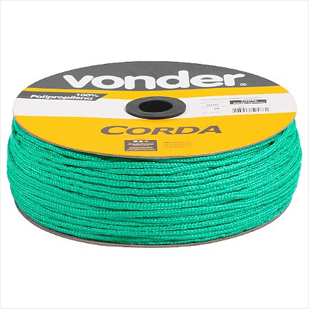 Corda multifilamento trançada 4,0 mm x 360 m verde em carretel Vonder