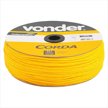 Corda multifilamento trançada 4,0 mm x 360 m amarela em carretel Vonder