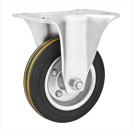 Rodízio fixo médio 8" de borracha preto - Vonder