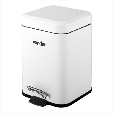 Lixeira retangular 3 litros inox branca - Vonder