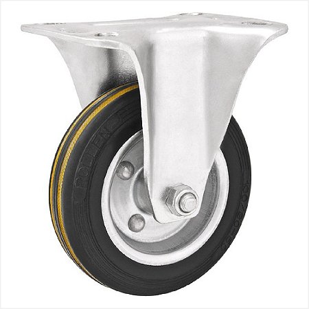 Rodízio fixo médio 6" de borracha preto - Vonder