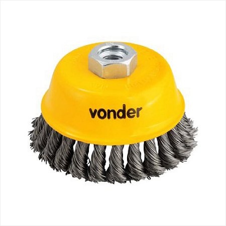 Escova de aço inox tipo copo 4" torcida - Vonder
